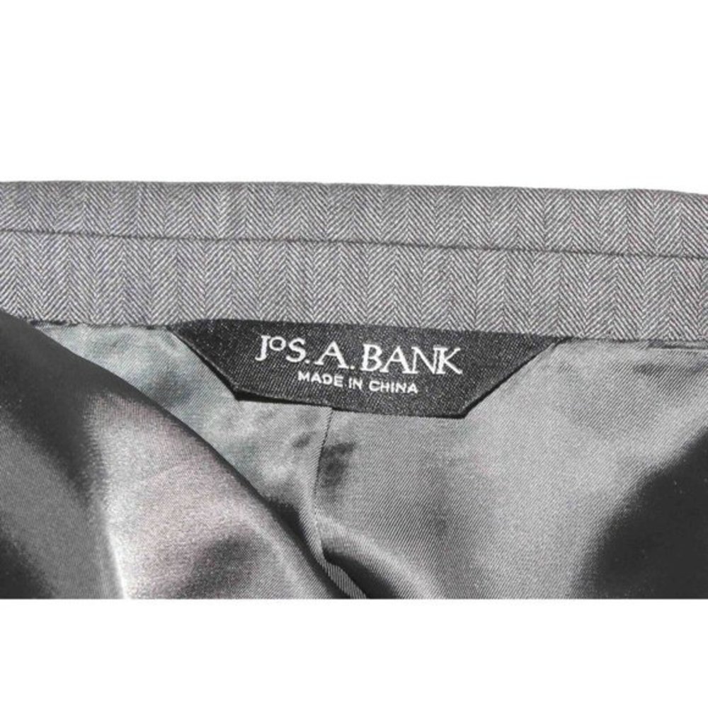 Jos A Bank Gray Wool Herringbone 2 Button Blazer Sport Coat Jacket Mens Size 43L - Picture 7 of 9